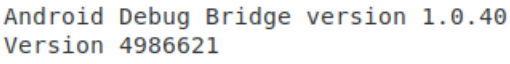 text showing Android Debug Bridge version 1.0.40 Version 4986621