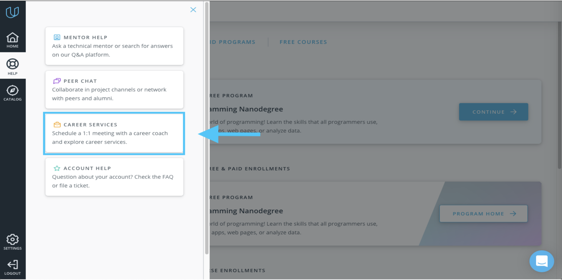 Career Services found in the Classroom sidebar.